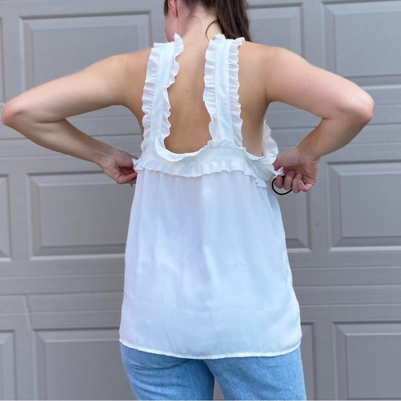 J.Crew Drapey Wrap Front Criss Cross Neck Ruffle Top size 8 - Picture 2 of 7